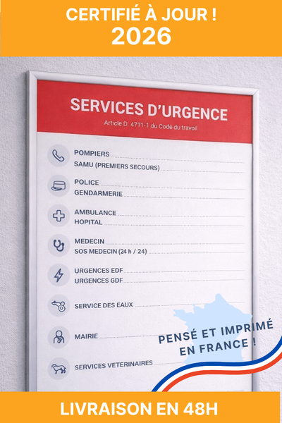 Affichage obligatoire des numéros des services d'urgence à commander